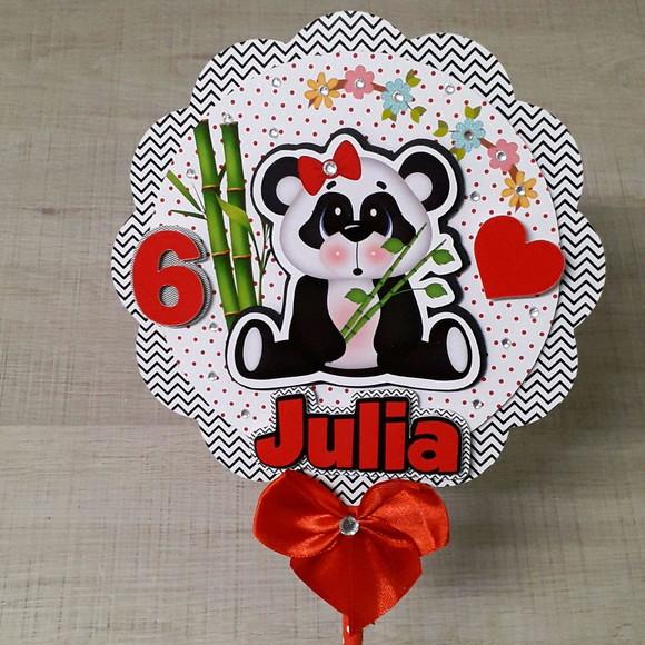 Topo de Bolo Circular Panda