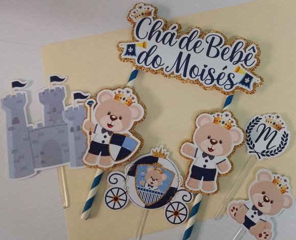 Topo de Bolo/cake Topper Ursinho Realeza