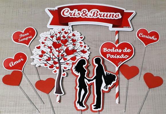 Topo de Bolo - Aniversário de Casamento - Dia dos Namorados