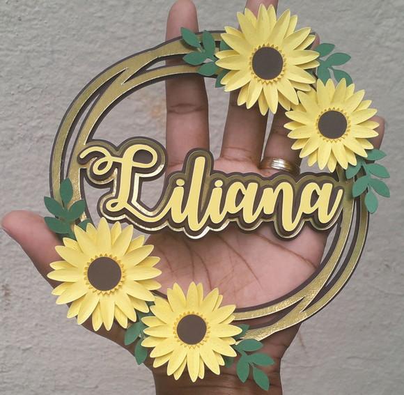 Topo de Bolo/cake Topper Circular Girassol