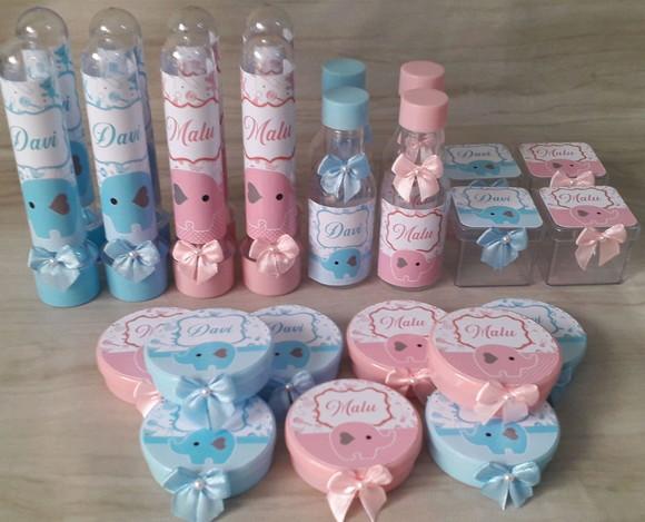 Kit Personalizado Chá Revelação Elefantinho - 40 Peças