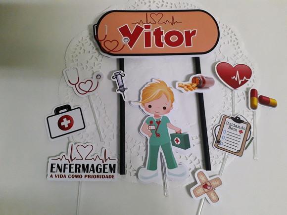 Topo de Bolo/Cake Topper Enfermeiro