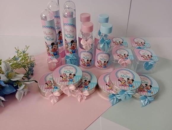 Kit Festa Personalizado - Chá Revelação Minnie e Mickey