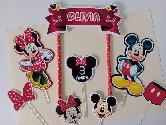 Topo de Bolo/cake Topper Minnie e Mickey