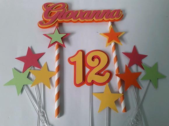 Topo de Bolo/cake Topper Neon