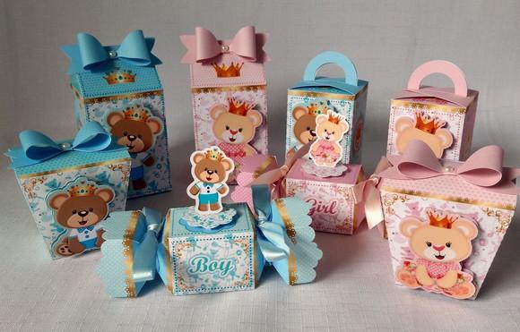 Kit Personalizado Chá Revelação Ursinho Realeza 24 Peças