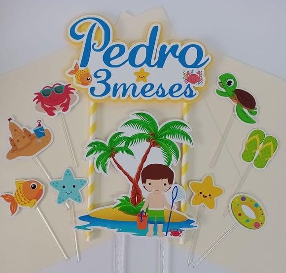 Topo de Bolo/Cake Topper Verão Praia