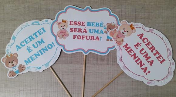 Plaquinhas Divertidas - Chá Revelação