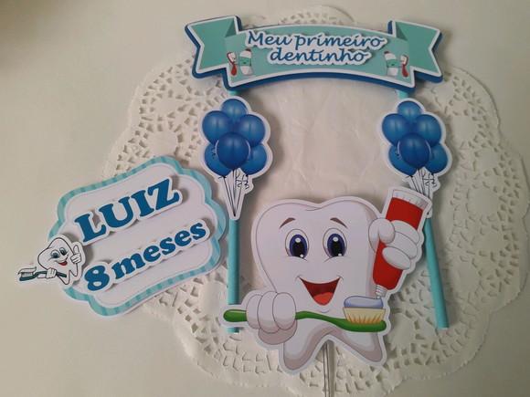 Topo de Bolo/cake Topper Meu Primeiro Dentinho