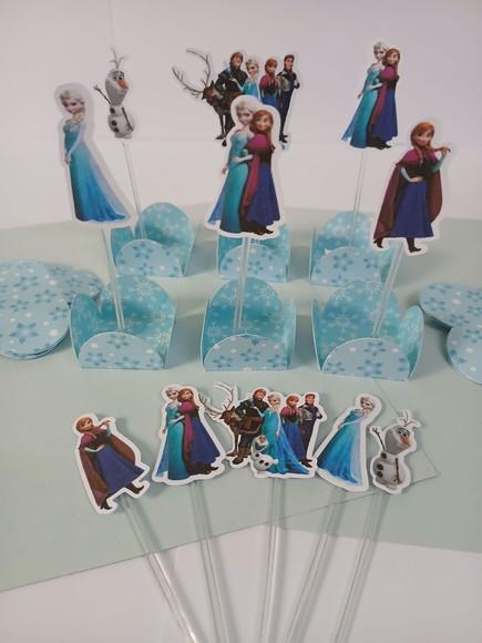 Kit Festa Toppers e Forminhas para Doces Frozen