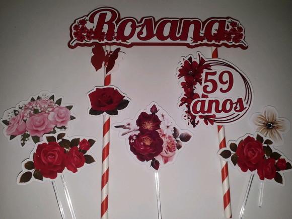 Topo de Bolo/Cake Topper Flores