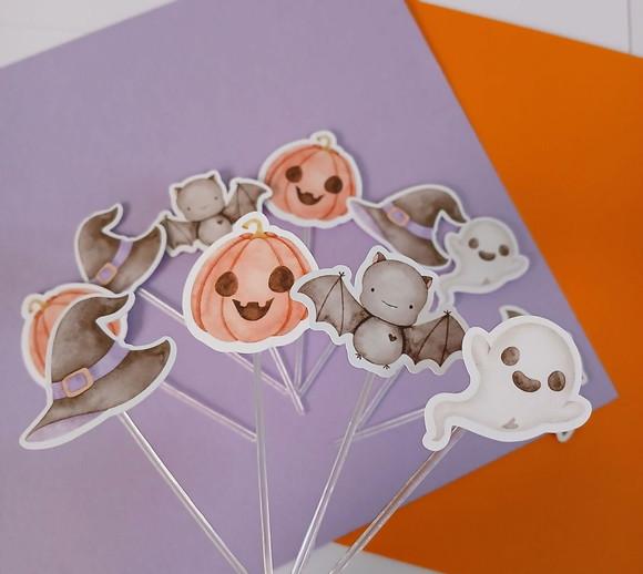 Toppers para Docinhos-halloween Aquarelado