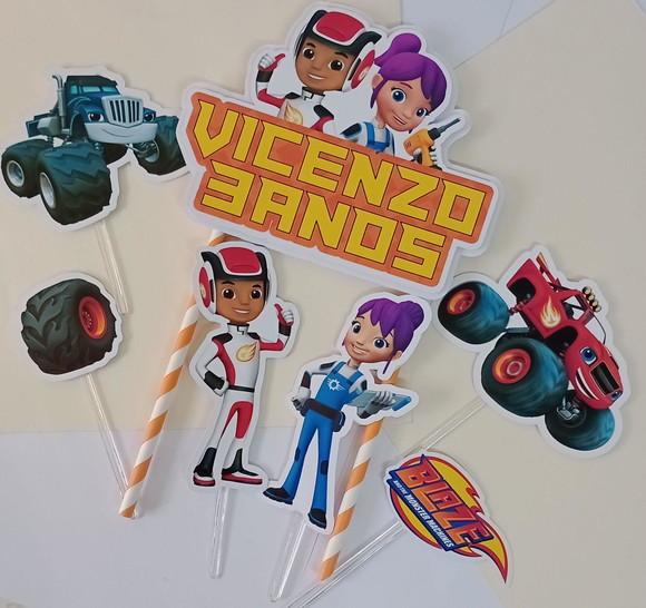 Topo de Bolo/cake Topper Blaze e os Monster Machines