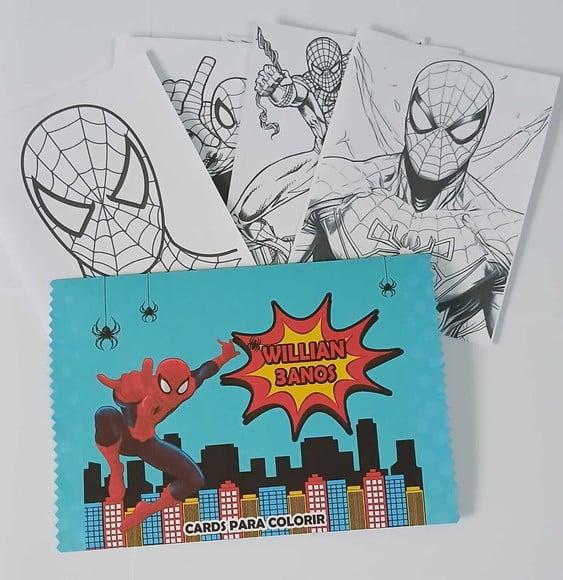 Cards para Colorir - Homem Aranha