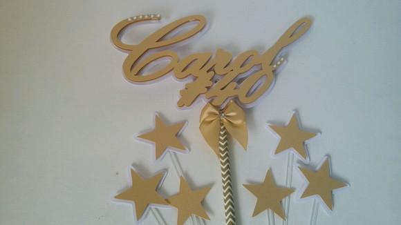 Topo de Bolo/cake Topper Dourado