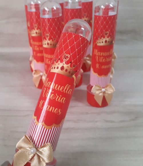 Tubetes Personalizados Coroa/ Realeza Vermelho e Dourado