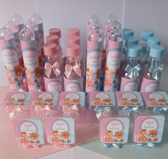Kit Personalizado Chá Revelação Ursinho Realeza 3- 30 Peças