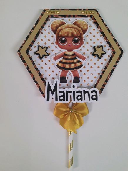 Topo de Bolo Hexagonal Lol -Queen Bee