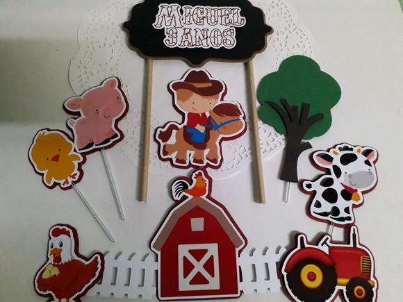 Topo de Bolo/cake Topper Fazendinha