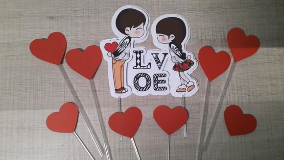 Topo de Bolo/Cake Topper Dia dos Namorados 4