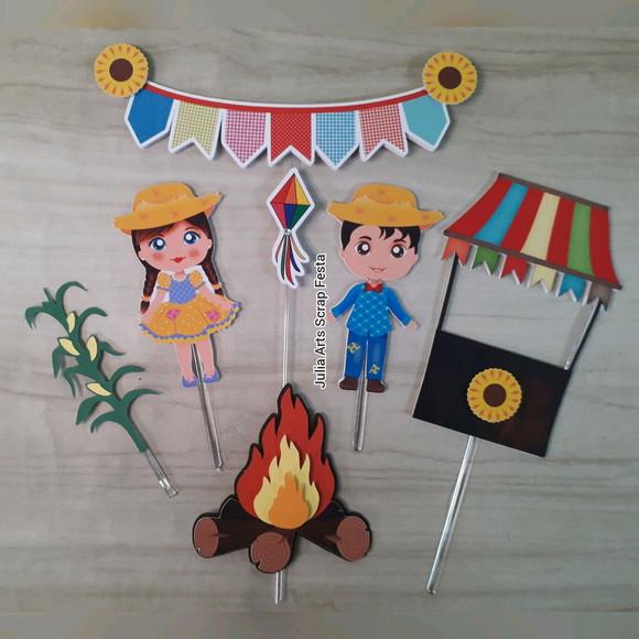 Topo de Bolo/cake Topper Festa Junina 2 - sem Personalização