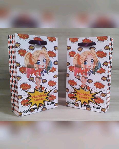 Sacolinha Personalizada Arlequina- Atenção ao Tamanho