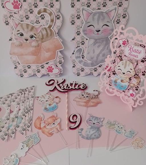 Kit Festa Só Um Bolinho Gatos Aquarelados