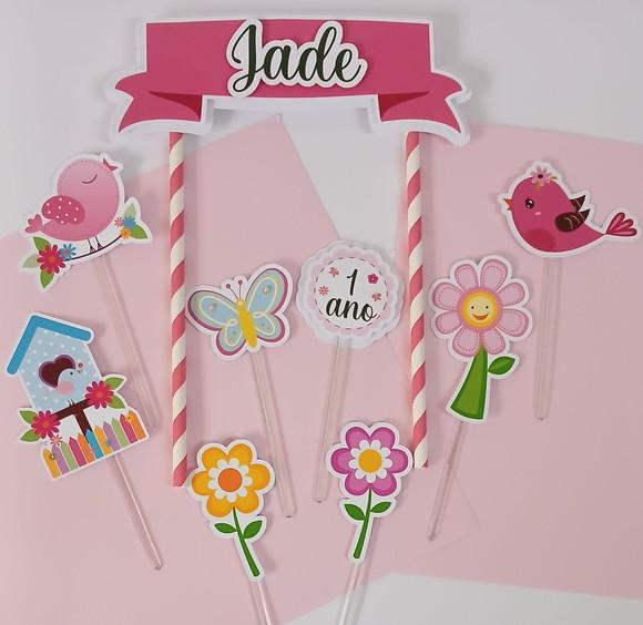 Topo de Bolo/cake Topper Jardim Encantado