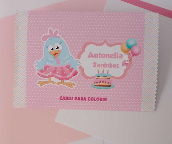 Cards para Colorir - Galinha Pintadinha Candy