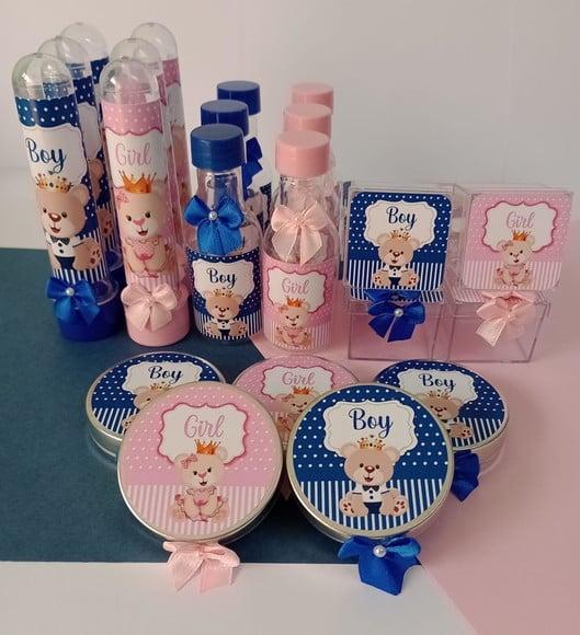 Kit Personalizado Chá Revelação Ursinho Realeza 2 - 40 Peças
