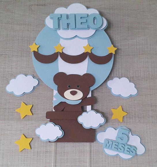 Topo de Bolo/cake Topper Ursinho Baloeiro