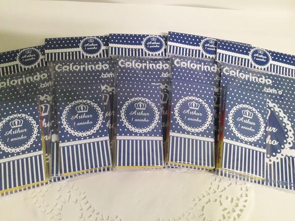 Kit Livrinho para Colorir Coroa/Realeza Azul