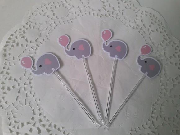 Toppers Para Docinhos Elefante Rosa