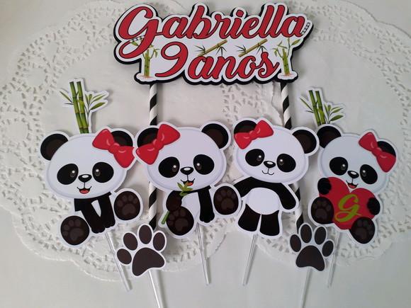 Topo de Bolo/Cake Topper Ursinho Panda
