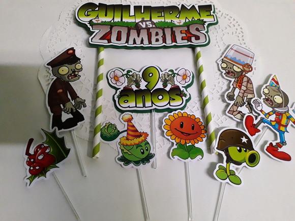Topo de Bolo/Cake Topper Plants vs Zombies