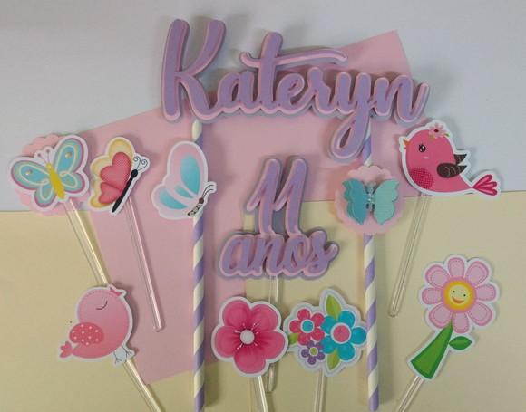 Topo de Bolo/cake Topper Jardim Encantado