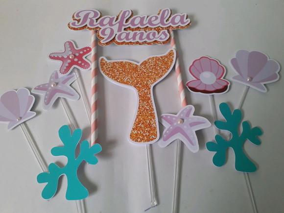 Topo de Bolo/cake Topper Sereia