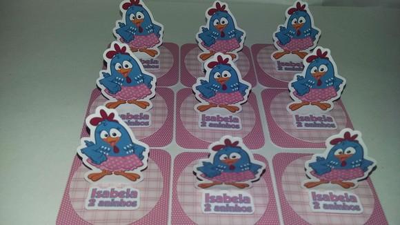 Apliques 3D Galinha Pintadinha - para caixinhas de acrílico