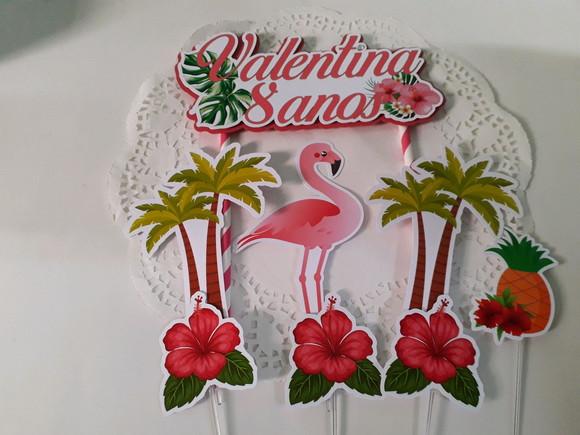 Topo de Bolo/cake Topper Flamingo