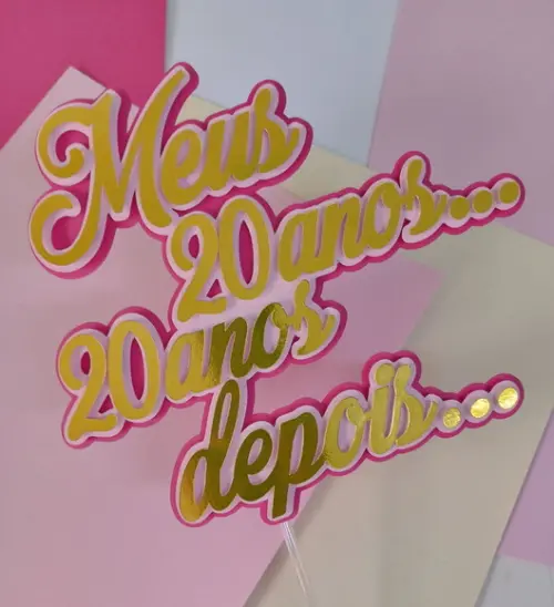 Topo de Bolo/cake Topper Dourado 40 Anos