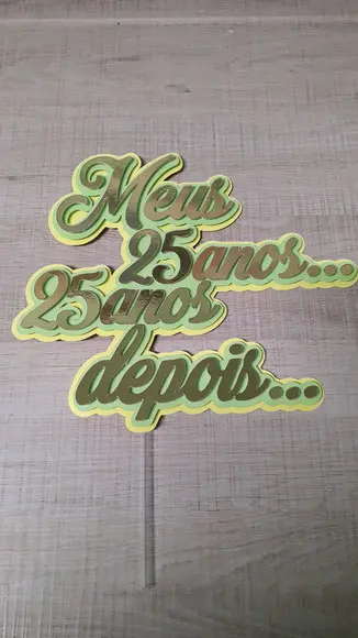 Topo de Bolo/cake Topper Dourado com Cores Neon 50 Anos