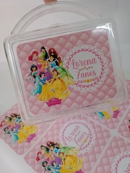 Rótulo Adesivo para Maleta Acrílica -princesas da Disney