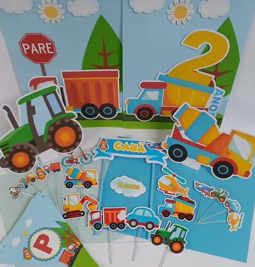 Kit Festa Só Um Bolinho Meios de Transportes,carros,tratores