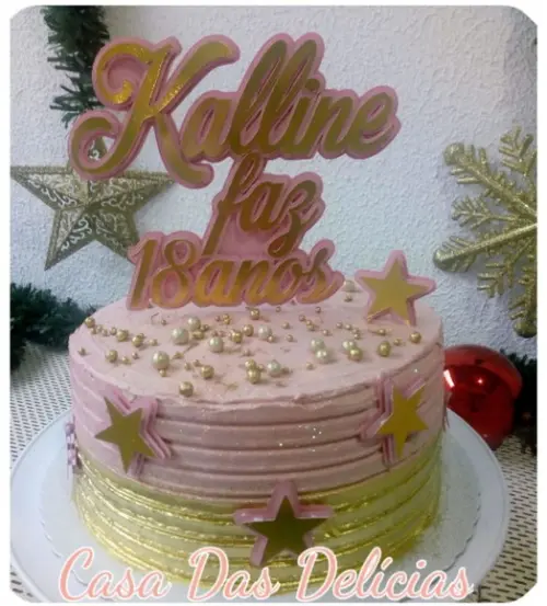 Topo de Bolo/cake Topper Dourado 18 Anos