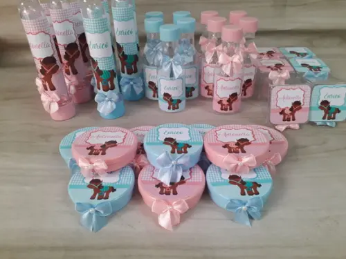 Kit Festa Personalizado 40 Peças- Chá Revelação Cavalinhos