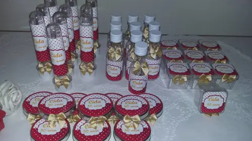 Kit Festa Personalizado Vermelho e Branco 50 Anos- 40 Peças