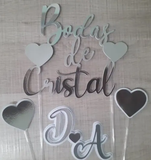 Topo de Bolo/Cake Topper Bodas de Cristal