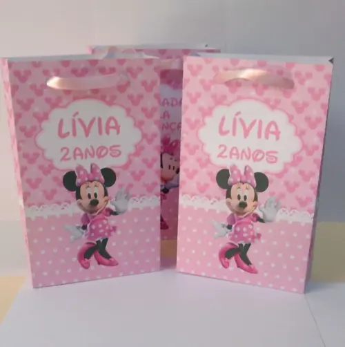 Sacolinha Personalizada Minnie Rosa