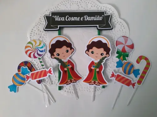 Topo de Bolo/cake Topper Cosme e Damião