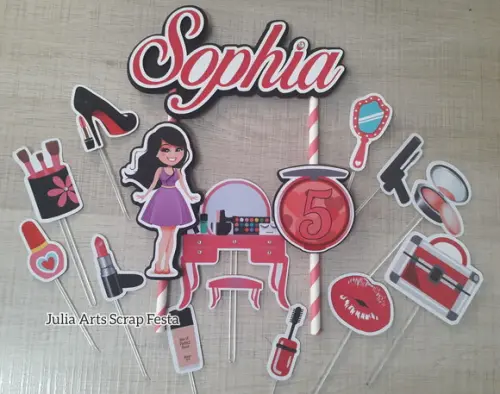 Topo de Bolo/Cake Topper Maquiagem